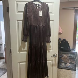 Medium Brown Velvet floor length dress - never worn tags on